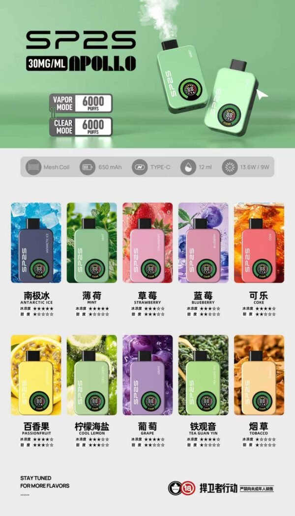 SP2抛棄式12000口 室内搭飛機專用【 有煙/無煙雙模式可調】 新品上市【滿10送1請備注送的口味】